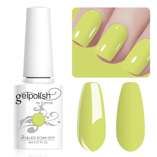 Vishine 8ml Pastel Gel Nail Polish Macaroon LimeYellowGel Polish Soft Bright Colors Long-Lasting Soak Off Nail Art Manicure Salon at Home, L221 von Vishine