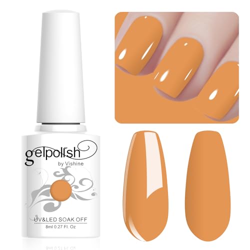 Vishine 8ml Pastel Gel Nail Polish Macaroon Orange Gel Polish Soft Bright Colors Long-Lasting Soak Off Nail Art Manicure Salon at Home, L188 von Vishine