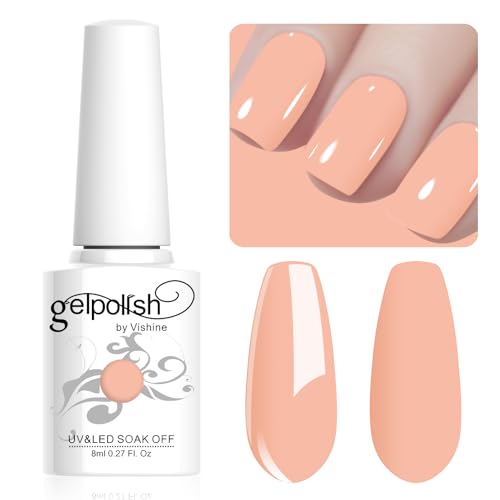 Vishine 8ml Pastel Gel Nail Polish Macaroon Peach Gel Polish Soft Bright Colors Long-Lasting Soak Off Nail Art Manicure Salon at Home, L193 von Vishine