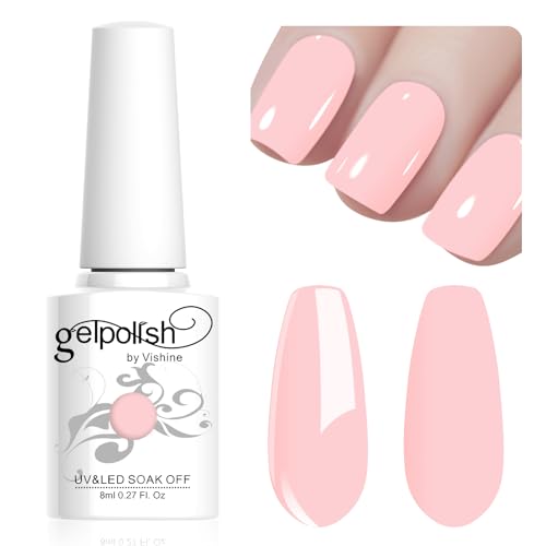 Vishine 8ml Pastel Gel Nail Polish Macaroon Pink Gel Polish Soft Bright Colors Long-Lasting Soak Off Nail Art Manicure Salon at Home, L190 von Vishine