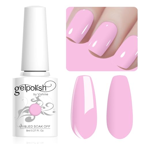 Vishine 8ml Pastel Gel Nail Polish Macaroon Pink Gel Polish Soft Bright Colors Long-Lasting Soak Off Nail Art Manicure Salon at Home, L200 von Vishine