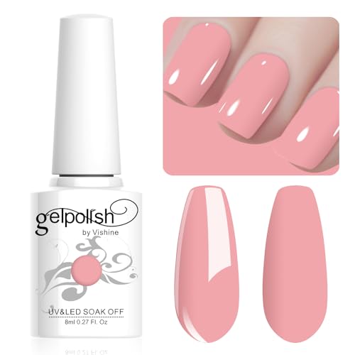 Vishine 8ml Pastel Gel Nail Polish Macaroon Rose Gel Polish Soft Bright Colors Long-Lasting Soak Off Nail Art Manicure Salon at Home, L194 von Vishine