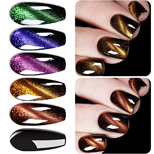 Vishine 9D Cat Eye Gel Nail Polish with Magnet Gel Polish 9D Galaxy Shimmer Chameleon Cateye Nail Gel Polish Manicure Soak Off UV Gel DIY Salon Home Gift 6 Colors 8ml von Vishine