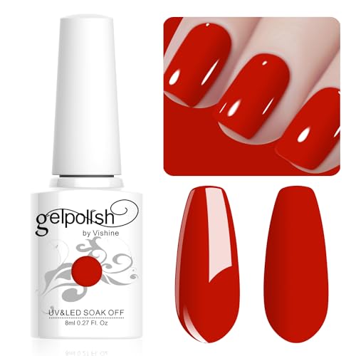 Vishine Gel Nail Polish, 1Pcs 8ml Bright Red Gel Polish Soak Off UV LED Gel Nail Art DIY Gel Nail Manicure for Girls Women #063 Vishine Gel Nail Polish, 1Pcs 8ml Bright Red Gel Polish Soak Off UV LED Gel Nail Art DIY Gel Nail Manicure for Girls Women #063 von Vishine