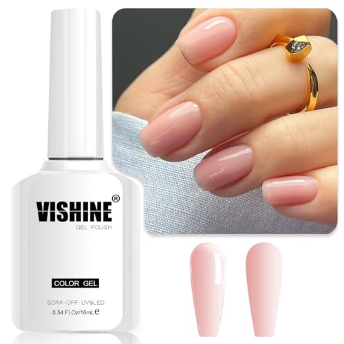 Vishine Gel Nail Polish,16ml Nude Pink Gel Polish Sheer Neutral Color Jelly Gel Nail Polish Natural Translucent Soak Off U V Gel Nails Nail Art French Manicure at Home Color E022 von Vishine