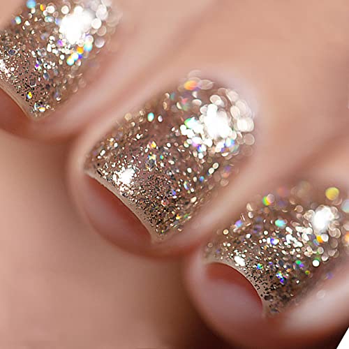 Vishine Glitter Diamond Light Gold Gel Nagellack UV LED Soak off Sparkle Shinny Color Nail Art Gel Polish Home DIY Maniküre Nagelstudio Lack #914 von Vishine