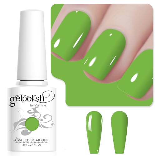 Vishine Green Gel Nail Polish, 1Pcs 8ml Light Green Gel Polish Green Color Nail Polish Gel High Gloss Soak Off U V Gel Nail French Nail Manicure Salon DIY L231 von Vishine
