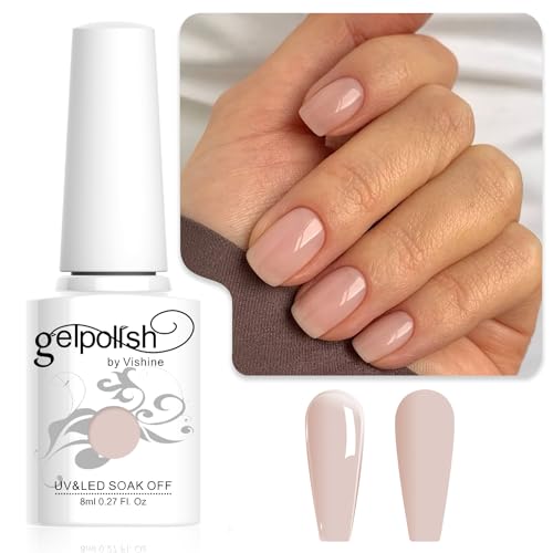 Vishine Jelly Nude Gel Nail Polish, Sheer Neutral Nude Translucent Soak Off Gel Polish UV LED Nail Lamp for Nail Art DIY 8ml Color E019 von Vishine