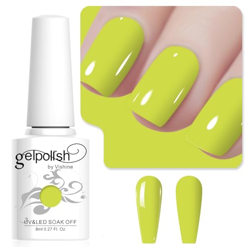 Vishine Lime Green Gel Nail Polish, 1Pcs 8ml Lime Green Gel Polish Lime Color Nail Polish Gel High Gloss Soak Off U V Gel Nail French Nail Manicure Salon DIY L228 von Vishine