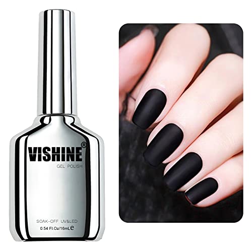 Vishine Matte Gel Top Coat, 16ml Gel No Wipe Matte Top Coat Soak Off Nail Lamp Gel Nail Polish Matte Finish Long-lasting for Nail Art DIY Home Nail Salon von Vishine