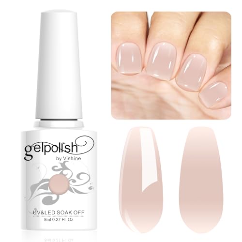 Vishine Neutral Gel Nail Polish 8ml Sheer Crystal Nude Color Jelly, Natural Translucent Soak Off U V LED Nail Lamp Translucent Nail Art Gel L103 von Vishine