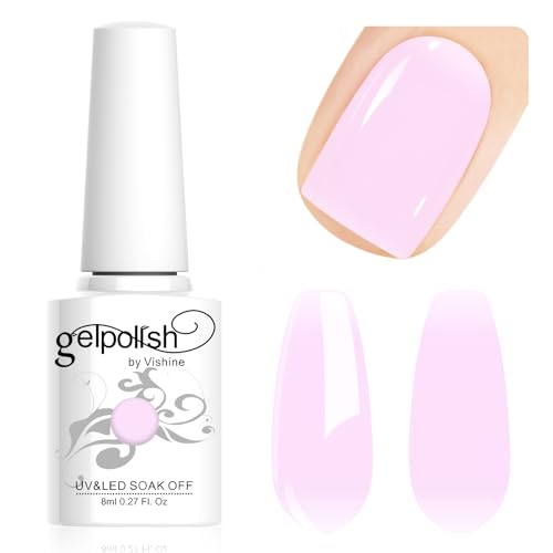 Vishine Neutral Gel Nail Polish 8ml Sheer Crystal Nude Pink Color Jelly, Natural Translucent Soak Off U V LED Nail Lamp Translucent Nail Art Gel L109 von Vishine