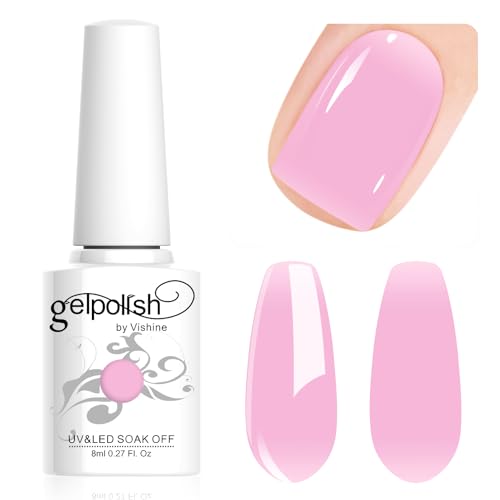 Vishine Neutral Gel Nail Polish 8ml Sheer Crystal Nude Pink Color Jelly, Natural Translucent Soak Off U V LED Nail Lamp Translucent Nail Art Gel L112 von Vishine