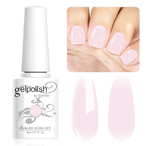 Vishine Neutral Gel Nail Polish 8ml Sheer Crystal Pink Color Jelly, Natural Translucent Soak Off U V LED Nail Lamp Translucent Nail Art Gel L100 von Vishine