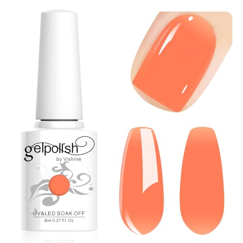 Vishine Neutral Gel Nail Polish 8ml Sheer Orange Color Jelly, Natural Translucent Soak Off U V LED Nail Lamp Translucent Nail Art Gel L122 von Vishine