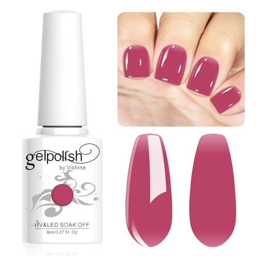 Vishine Neutral Gel Nail Polish 8ml Sheer Red Color Jelly, Natural Translucent Soak Off U V LED Nail Lamp Translucent Nail Art Gel L132 von Vishine