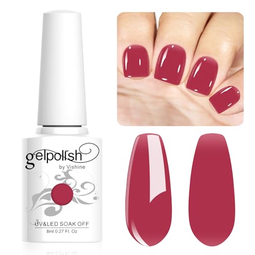 Vishine Neutral Gel Nail Polish 8ml Sheer Red Color Jelly, Natural Translucent Soak Off U V LED Nail Lamp Translucent Nail Art Gel L134 von Vishine