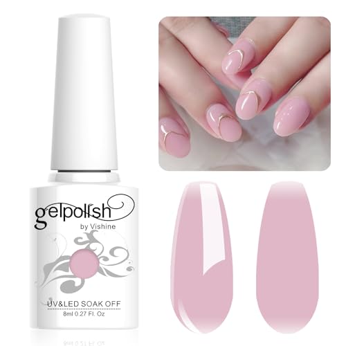 Vishine Neutral Gel Nail Polish Soft Candy Pink Gel Polish Translucent Nail Soak Off LED Nail Lamp Jelly Gel Polish Nail Art Gel 8ml M088 … von Vishine
