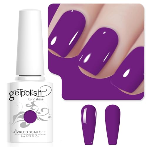 Vishine Purple Gel Nail Polish, 1Pcs 8ml Purple Amethyst Gel Polish Amethyst Color Nail Polish Gel High Gloss Soak Off U V Gel Nail French Nail Manicure Salon DIY L252 von Vishine