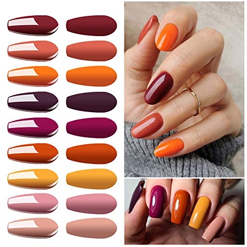 Vishine UV Gel Nagellack 12 Gel Nail Polish Set, Orange Base Coat & Matte Glossy Top Coats Nail Art Kit unter Lampe Geheilt, Soak Off UV LED Gel für Nägel Maniküre Design für Nagelstudio DIY 8ml von Vishine