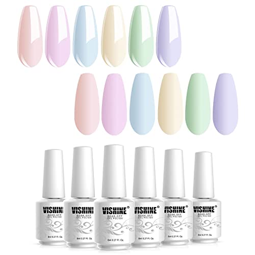 Vishine UV Nagellack Gel Pastel Blau Rosa farben Set,Gel Nail Polish für Nagel Design 6pcs Schellack Nagellack Starter set 8ml Vishine UV Nagellack Gel Pastel Blau Rosa farben Set,Gel Nail Polish für Nagel Design 6pcs Schellack Nagellack Starter set 8ml von Vishine