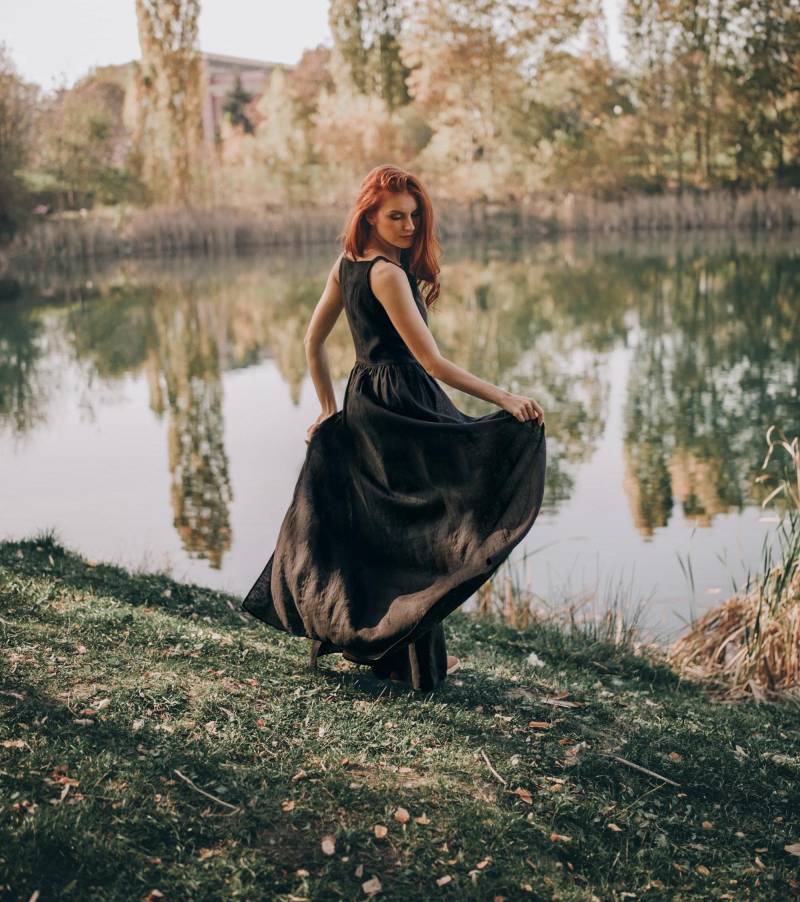 Leinen Maxikleid Sommerkleid Doppelwickelkleid Mit Taschen von VisibleArt