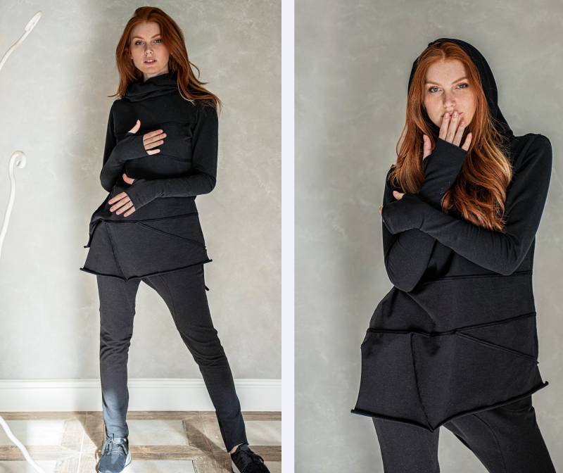 Sweatsuit Für Frauen, Baumwoll Lounge Set, Hoodie Und Joggers Damen Activewear Kleidung, Loungewear Gothic Kleidung in Übergröße von VisibleArt