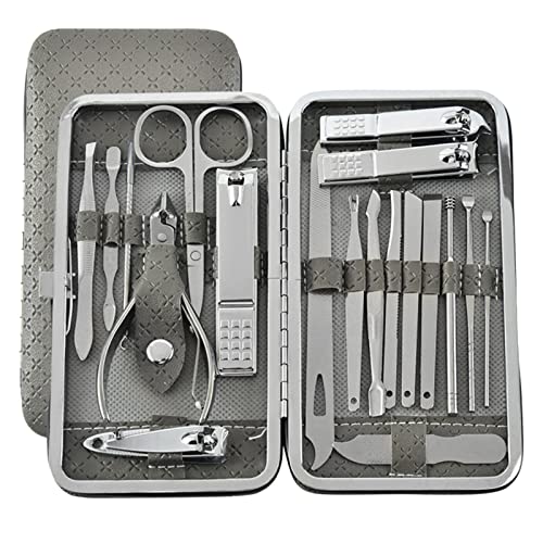 Maniküre-Set, Nagelknipser-Set, professionelles Edelstahl-Pediküre-Set, 19-teilig, Nagelpflege-Werkzeuge, Nagelwerkzeuge mit PU-Leder-Reiseetui, Pflege-Werkzeuge für Männer, Frauen, Freunde und Eltern von Visiblurry