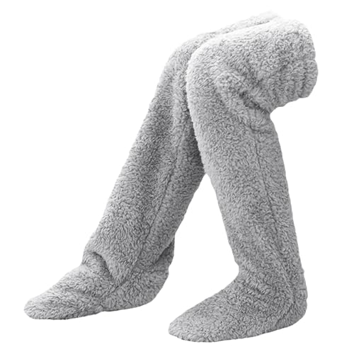 Sockenpantoffeln über dem Knie, flauschige Socken, Winter, warme lange Strümpfe, Plüsch-Slipper-Strümpfe, Beinwärmer, Thermo-Schlafsocken vom Bein bis zu den Füßen, flauschige Home-Casual-Slipper von Visiblurry
