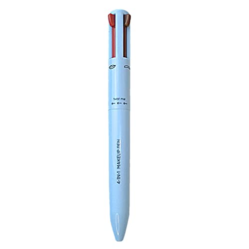 Textmarker-Augenstift, 4-in-1-Augenbrauenmarkierungsstift, schweißfest, 4 Farben, Augenbrauenstift, langlebiger Lippen- und Gesichts-Make-up-Stift, wasserdicht, rotierender wasserfester Stift von Visiblurry