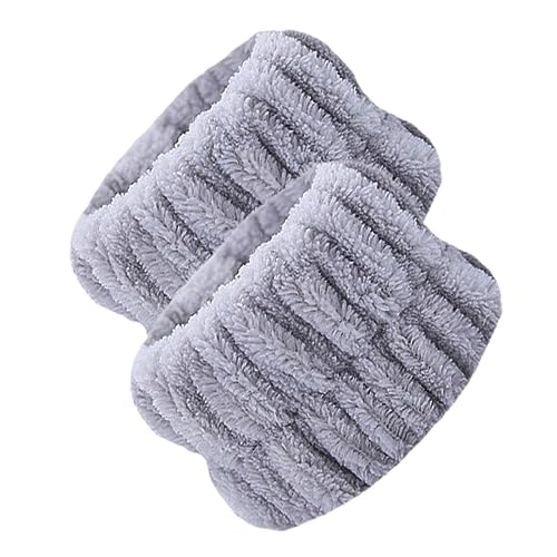 Visiblurry Handgelenkwaschbänder - 2 Stück Coral Fleece Spa-Armbänder saugfähig - Elastische Handgelenkhandtücher zum Waschen des Gesichts, flauschige Haargummis für Frauen, Mädchen-Yoga-Übungsfrauen von Visiblurry