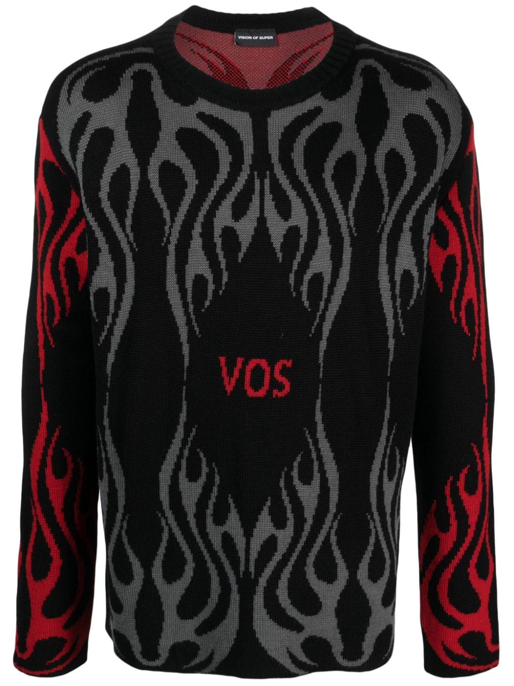 Vision Of Super Pullover mit Tribal Flames-Intarsienmuster - Schwarz von Vision Of Super