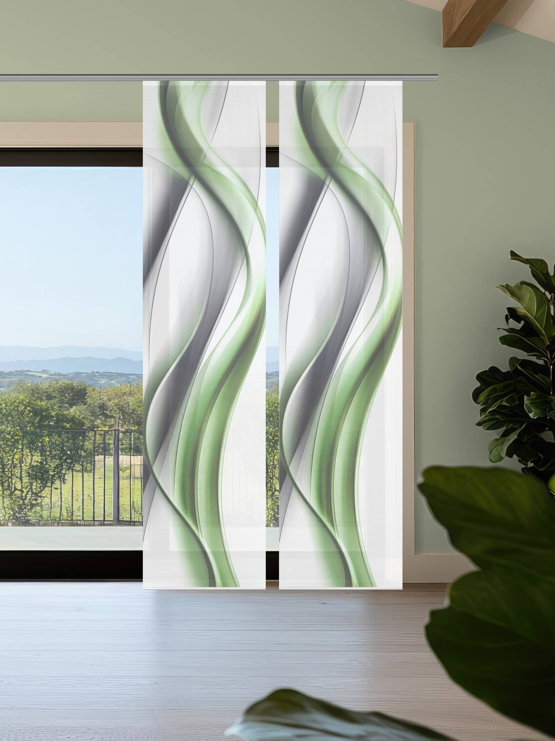 Vision S Schiebegardine "CARA" Paneelwagen 2 Stk. tlg. Schiebevorhang,Bambusoptik,Digitaldruck,SET von Vision S