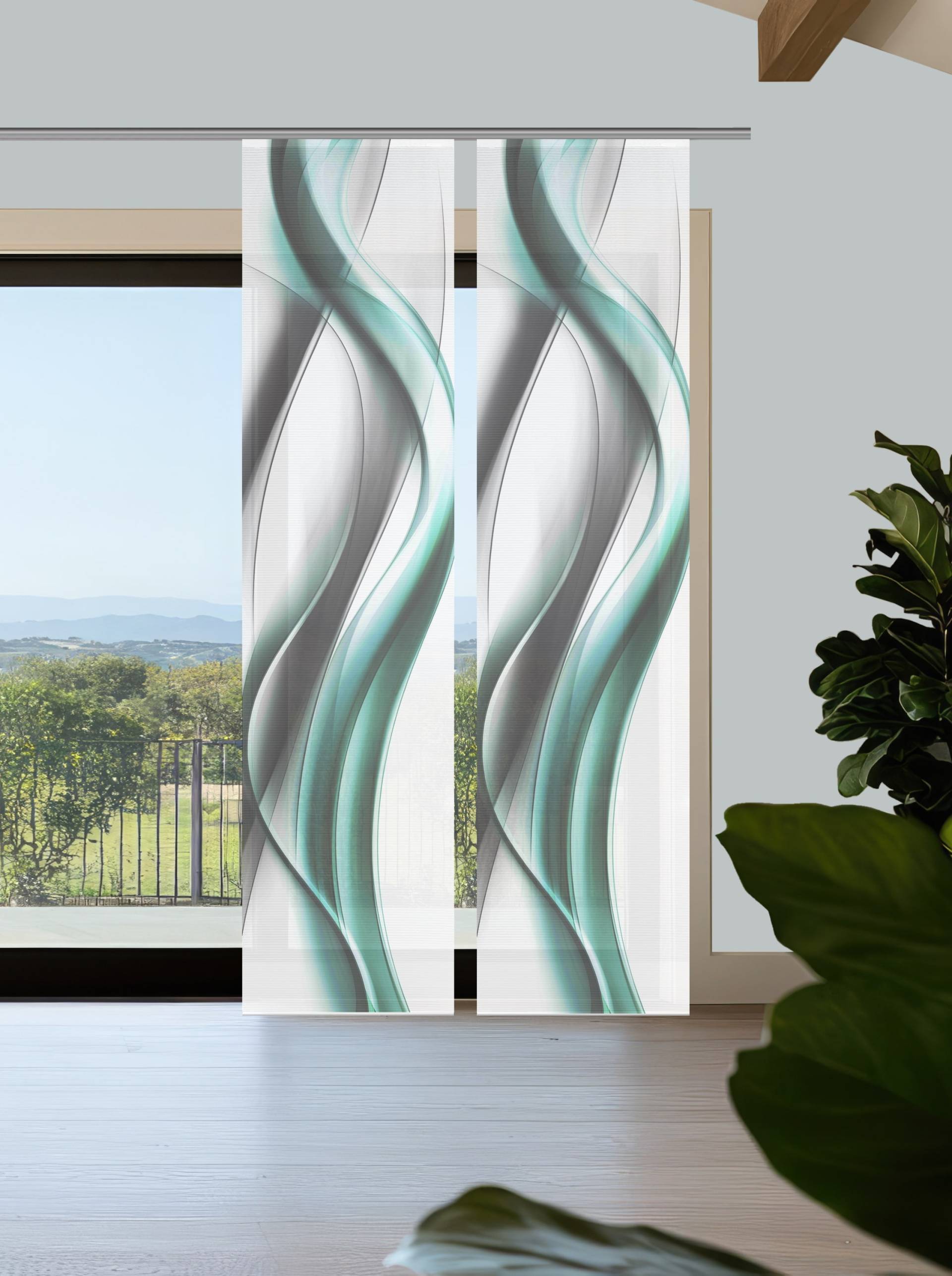 Vision S Schiebegardine "CARA" Paneelwagen 2 Stk. tlg. Schiebevorhang,Bambusoptik,Digitaldruck,SET von Vision S