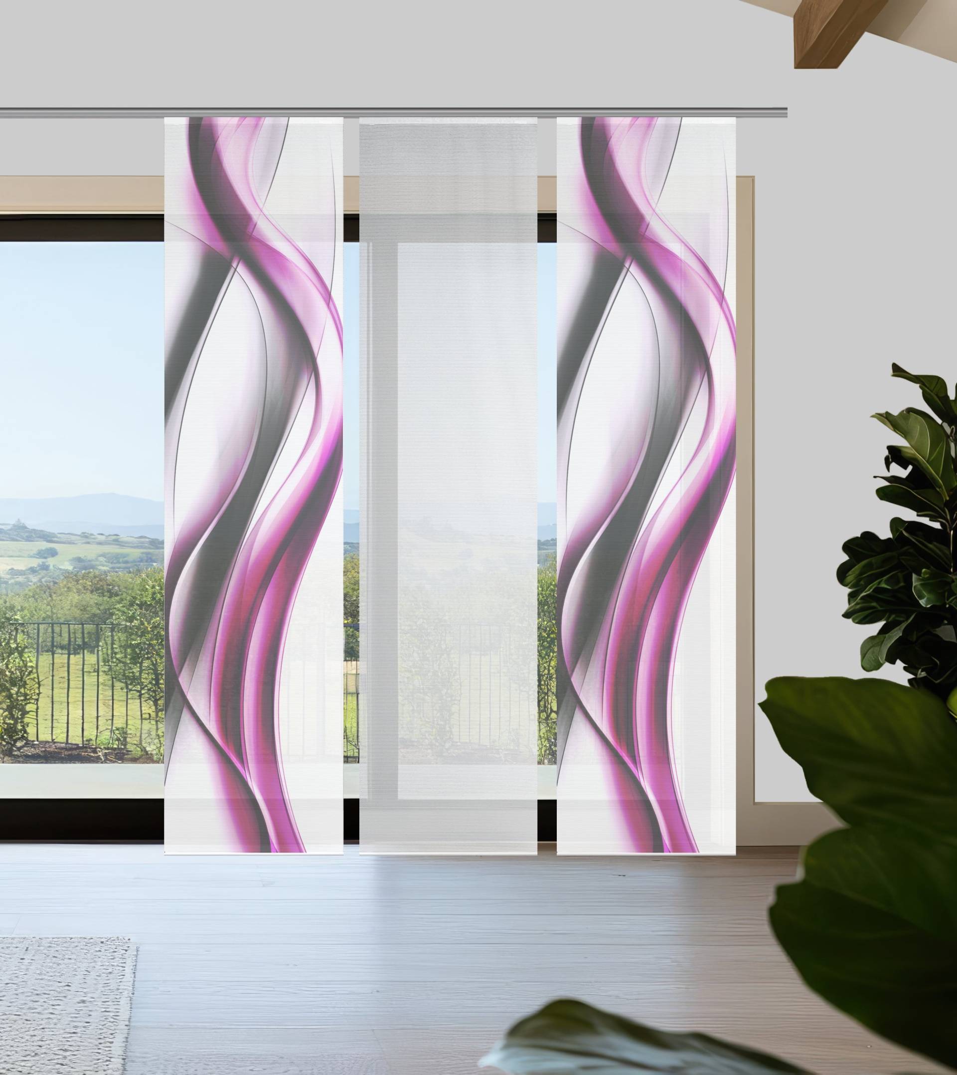 Vision S Schiebegardine "CARA" Paneelwagen 3 Stk. tlg. Schiebevorhang,Bambusoptik,Digitaldruck,SET von Vision S