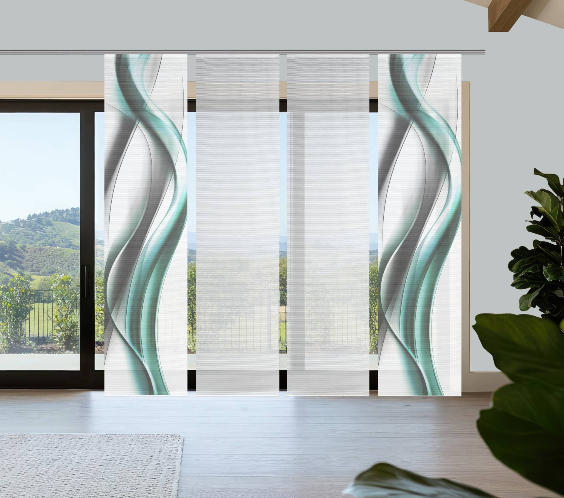 Vision S Schiebegardine "CARA" Paneelwagen 4 Stk. tlg. Schiebevorhang,Bambusoptik,Digitaldruck,SET von Vision S