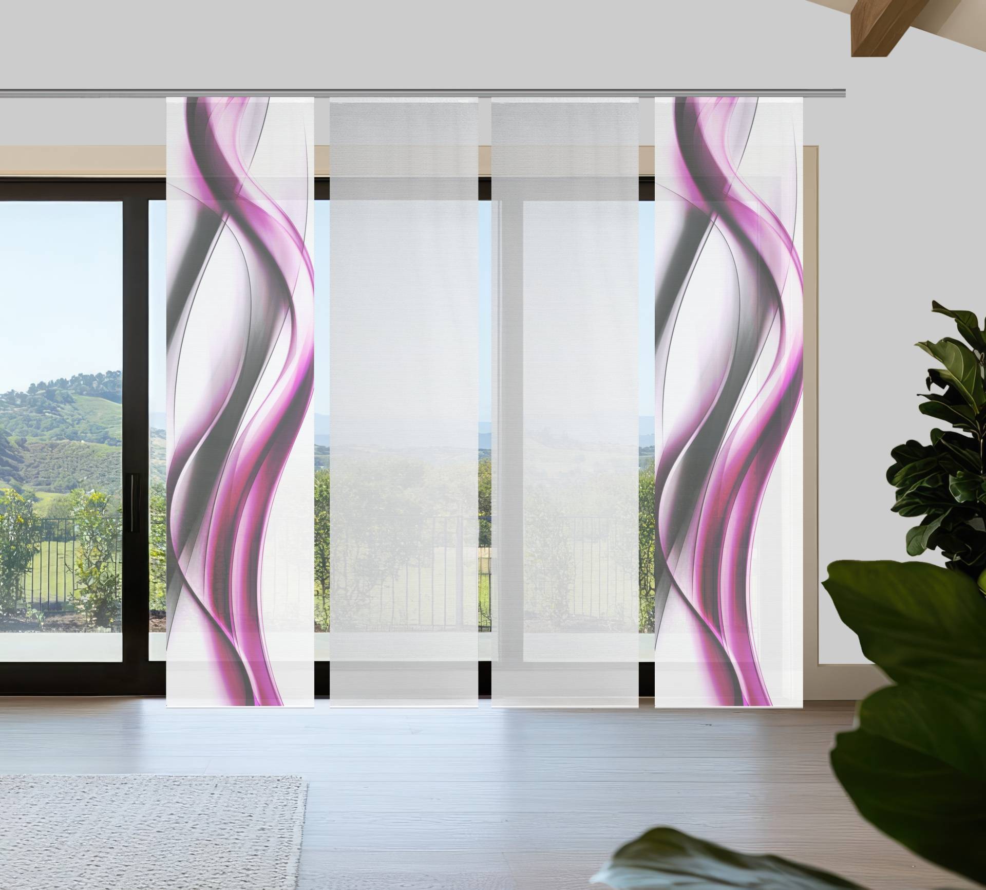 Vision S Schiebegardine "CARA" Paneelwagen 4 Stk. tlg. Schiebevorhang,Bambusoptik,Digitaldruck,SET von Vision S