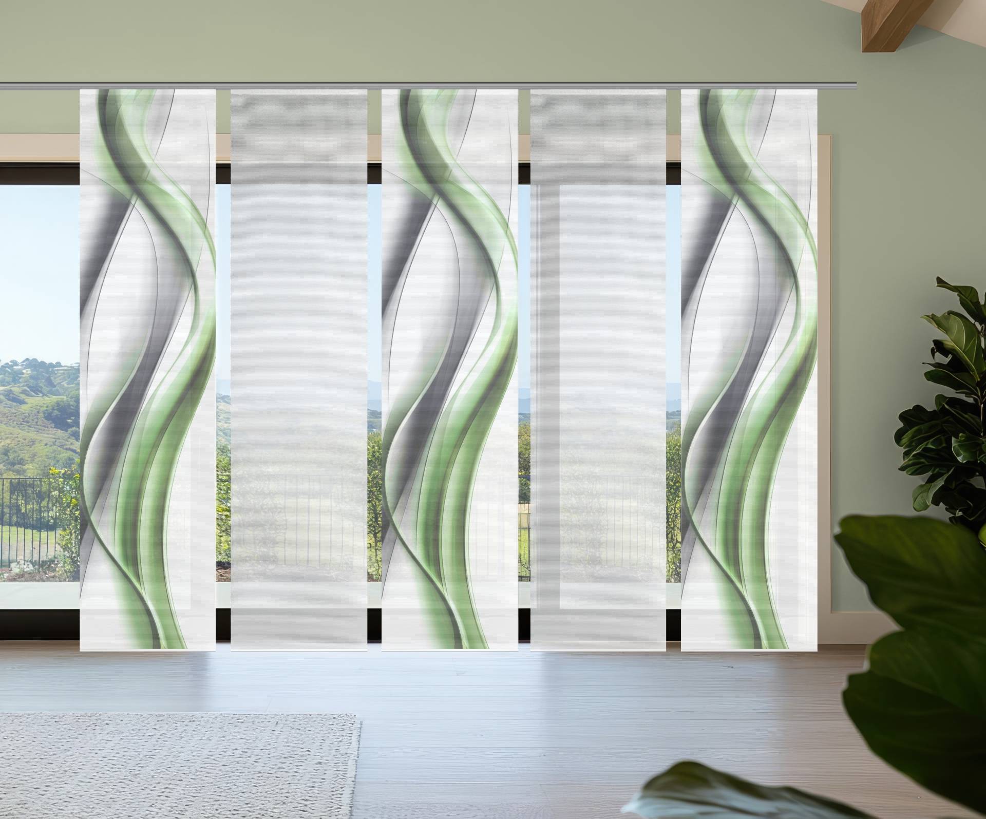 Vision S Schiebegardine "CARA" Paneelwagen 5 Stk. tlg. Schiebevorhang,Bambusoptik,Digitaldruck,SET von Vision S