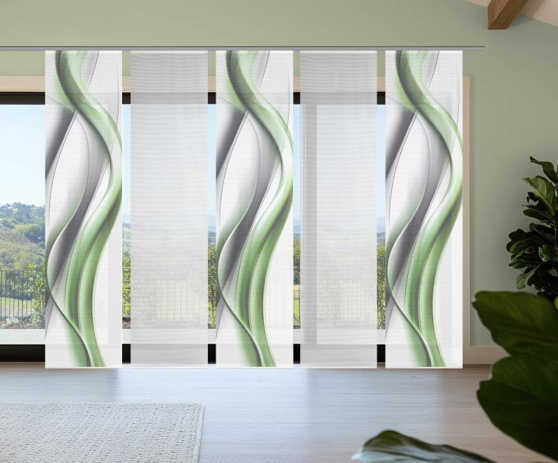 Vision S Schiebegardine "CARA" Paneelwagen 5 Stk. tlg. Schiebevorhang,Bambusoptik,Digitaldruck,SET von Vision S