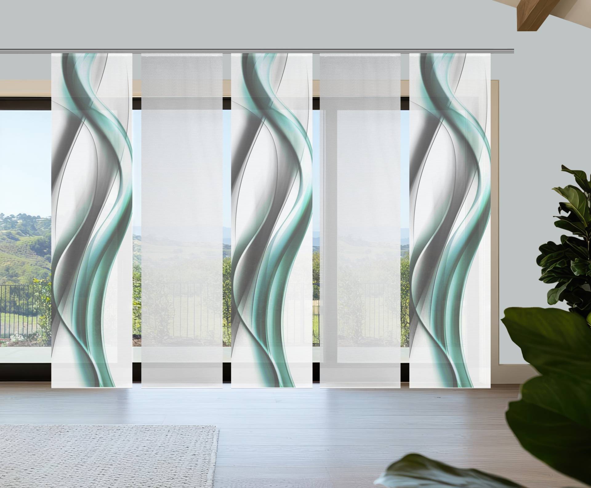 Vision S Schiebegardine "CARA" Paneelwagen 5 Stk. tlg. Schiebevorhang,Bambusoptik,Digitaldruck,SET von Vision S