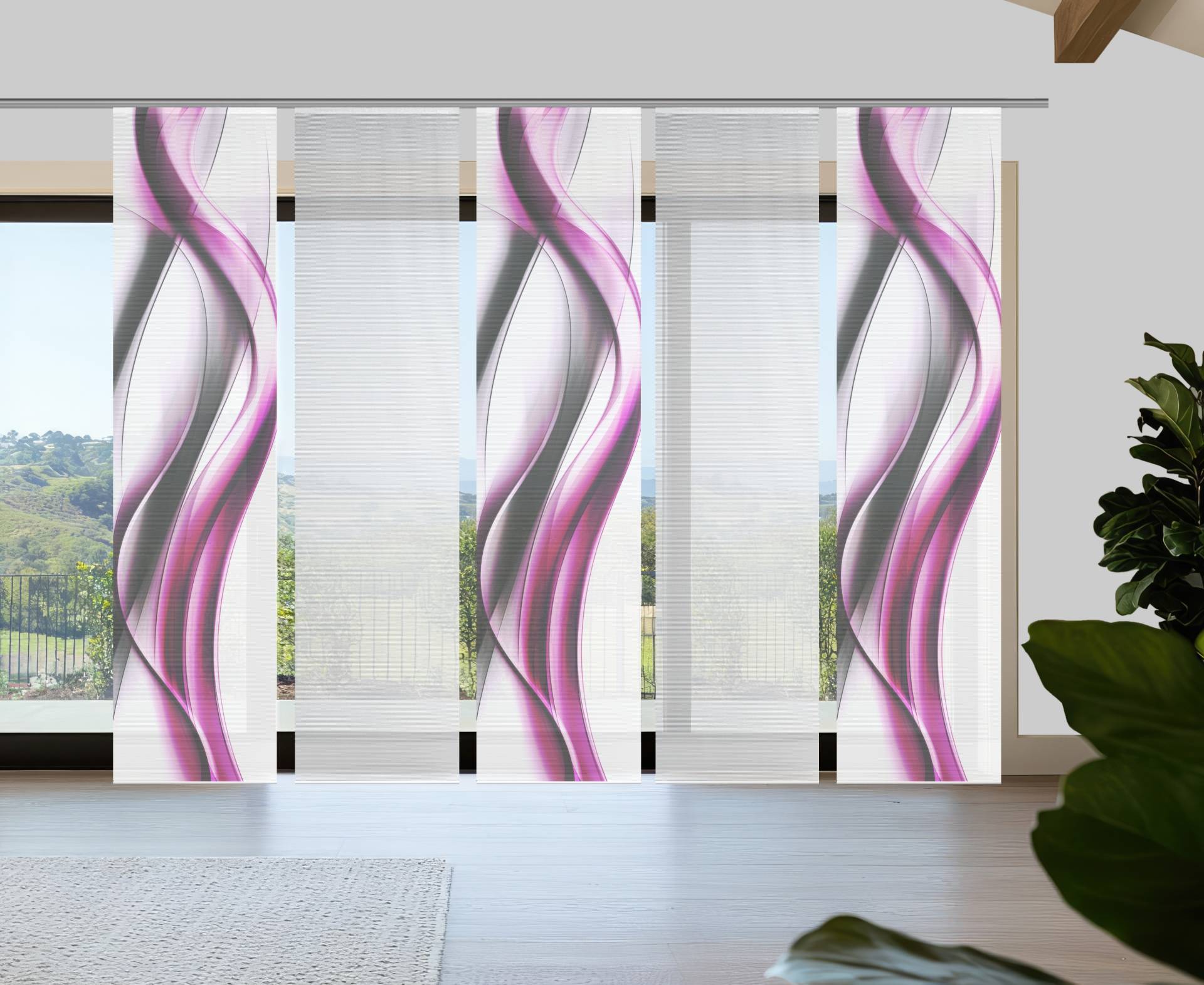 Vision S Schiebegardine "CARA" Paneelwagen 5 Stk. tlg. Schiebevorhang,Bambusoptik,Digitaldruck,SET von Vision S