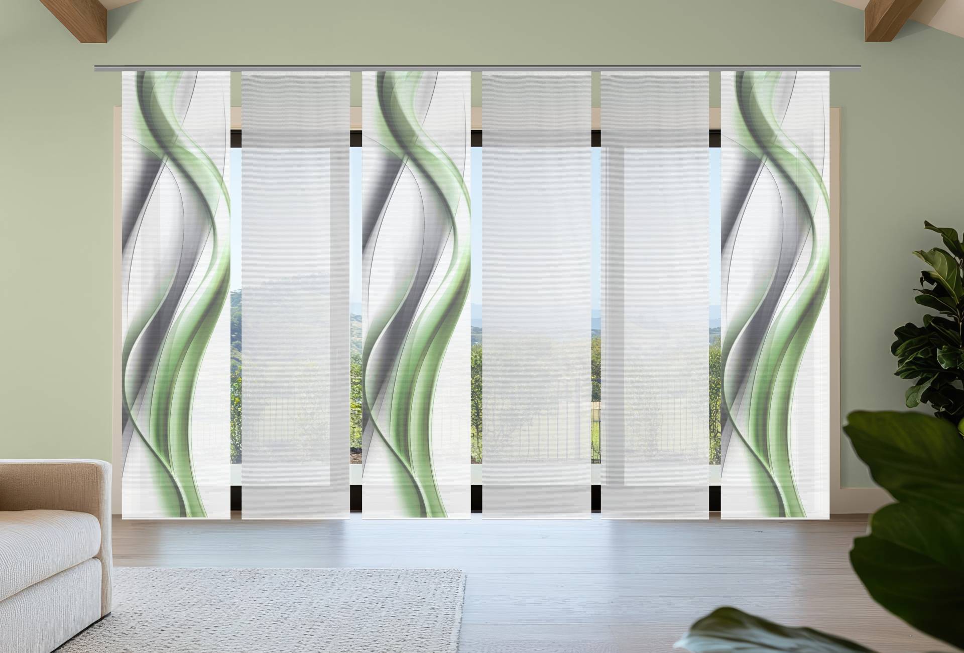 Vision S Schiebegardine "CARA" Paneelwagen 6 Stk. tlg. Schiebevorhang,Bambusoptik,Digitaldruck,SET von Vision S