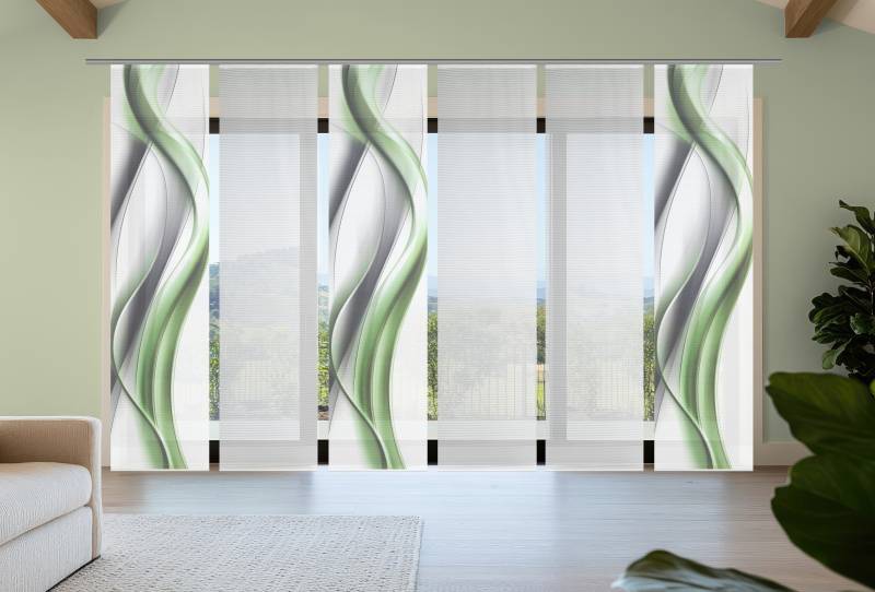 Vision S Schiebegardine "CARA" Paneelwagen 6 Stk. tlg. Schiebevorhang,Bambusoptik,Digitaldruck,SET von Vision S