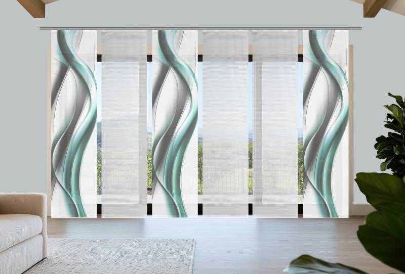 Vision S Schiebegardine "CARA" Paneelwagen 6 Stk. tlg. Schiebevorhang,Bambusoptik,Digitaldruck,SET von Vision S