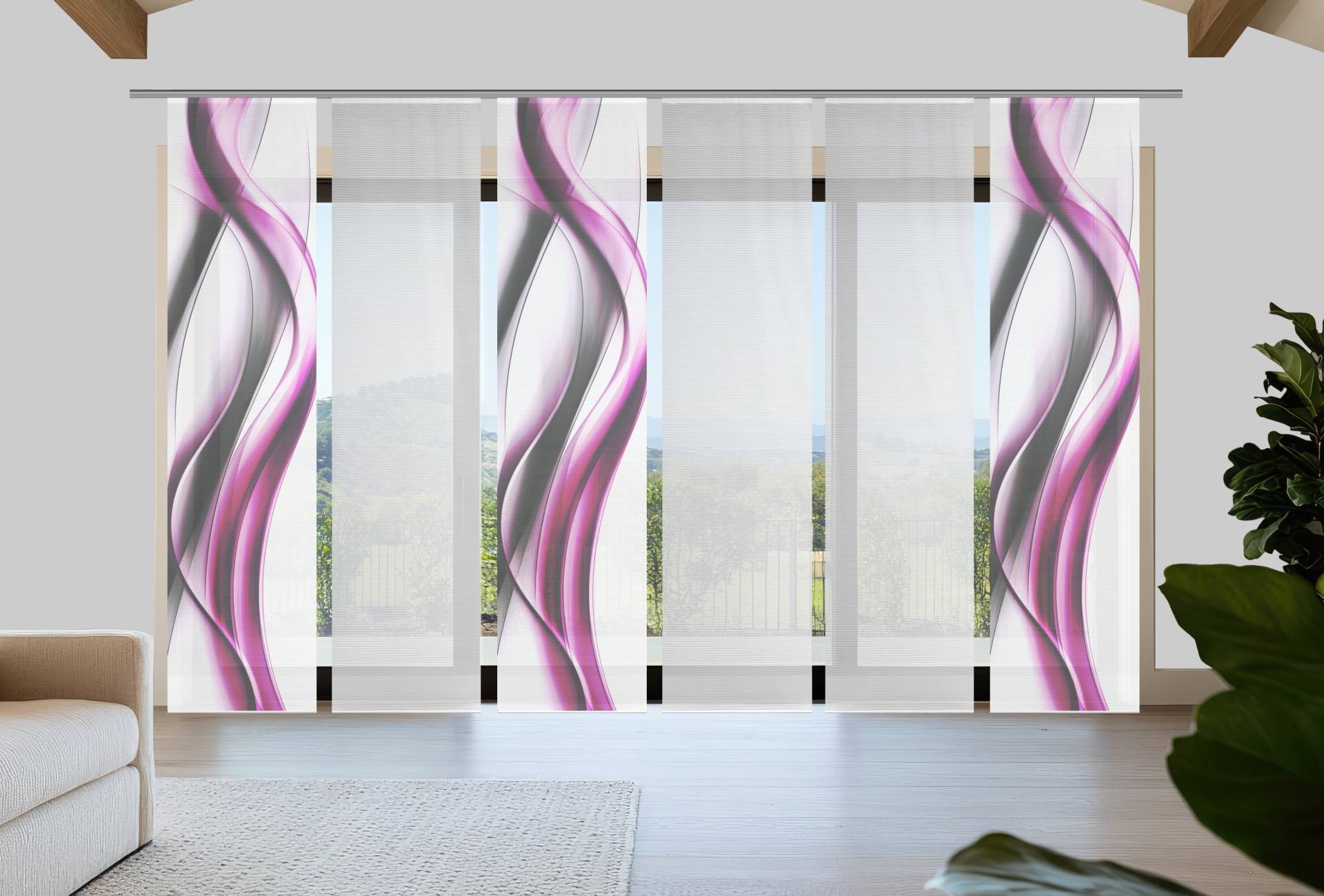 Vision S Schiebegardine "CARA" Paneelwagen 6 Stk. tlg. Schiebevorhang,Bambusoptik,Digitaldruck,SET von Vision S