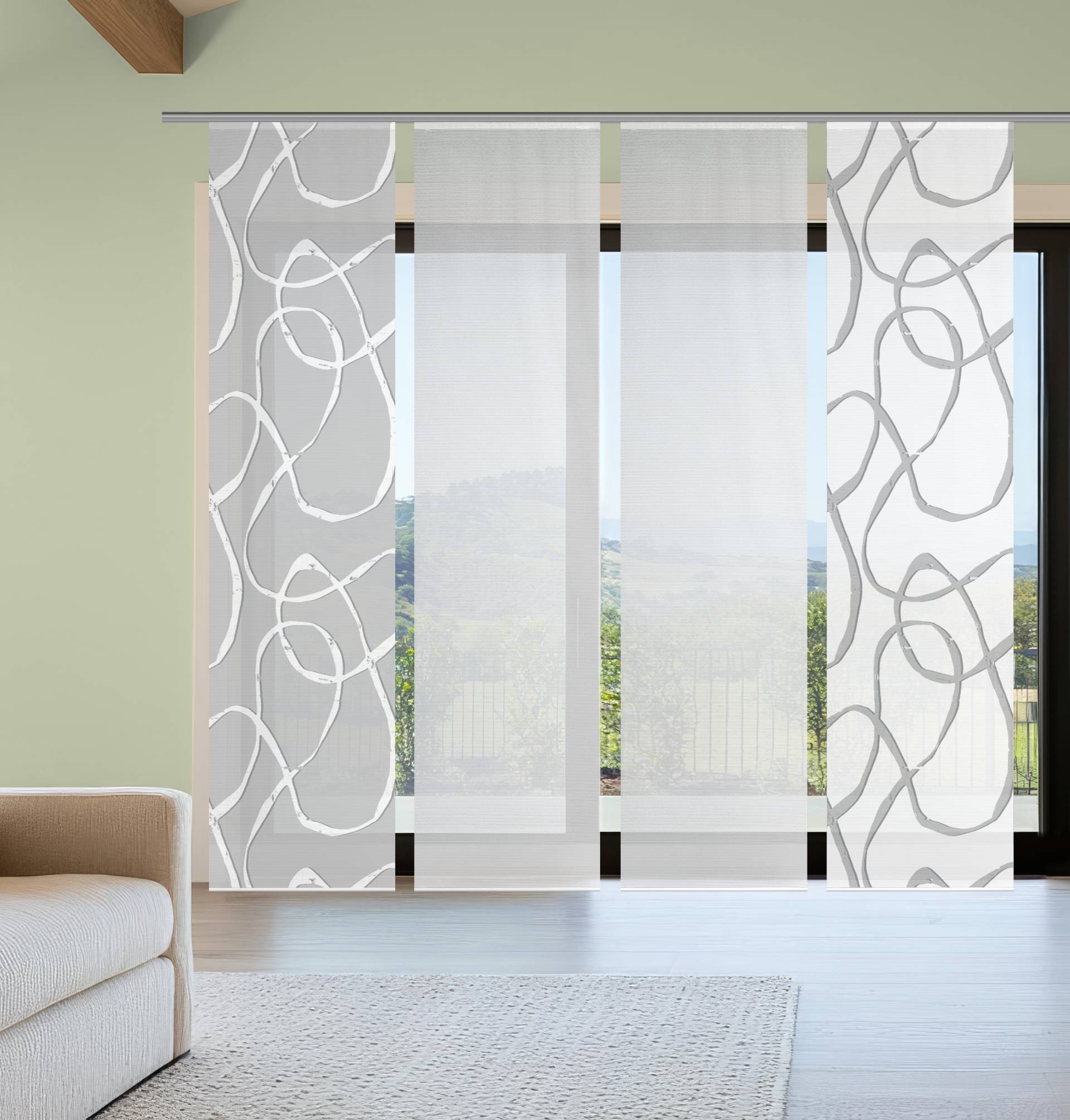 Vision S Schiebegardine "OPHELIA KOMBI" Paneelwagen 4 Stk. tlg. Schiebevorhang,Bambusoptik,Digitaldruck,SET von Vision S