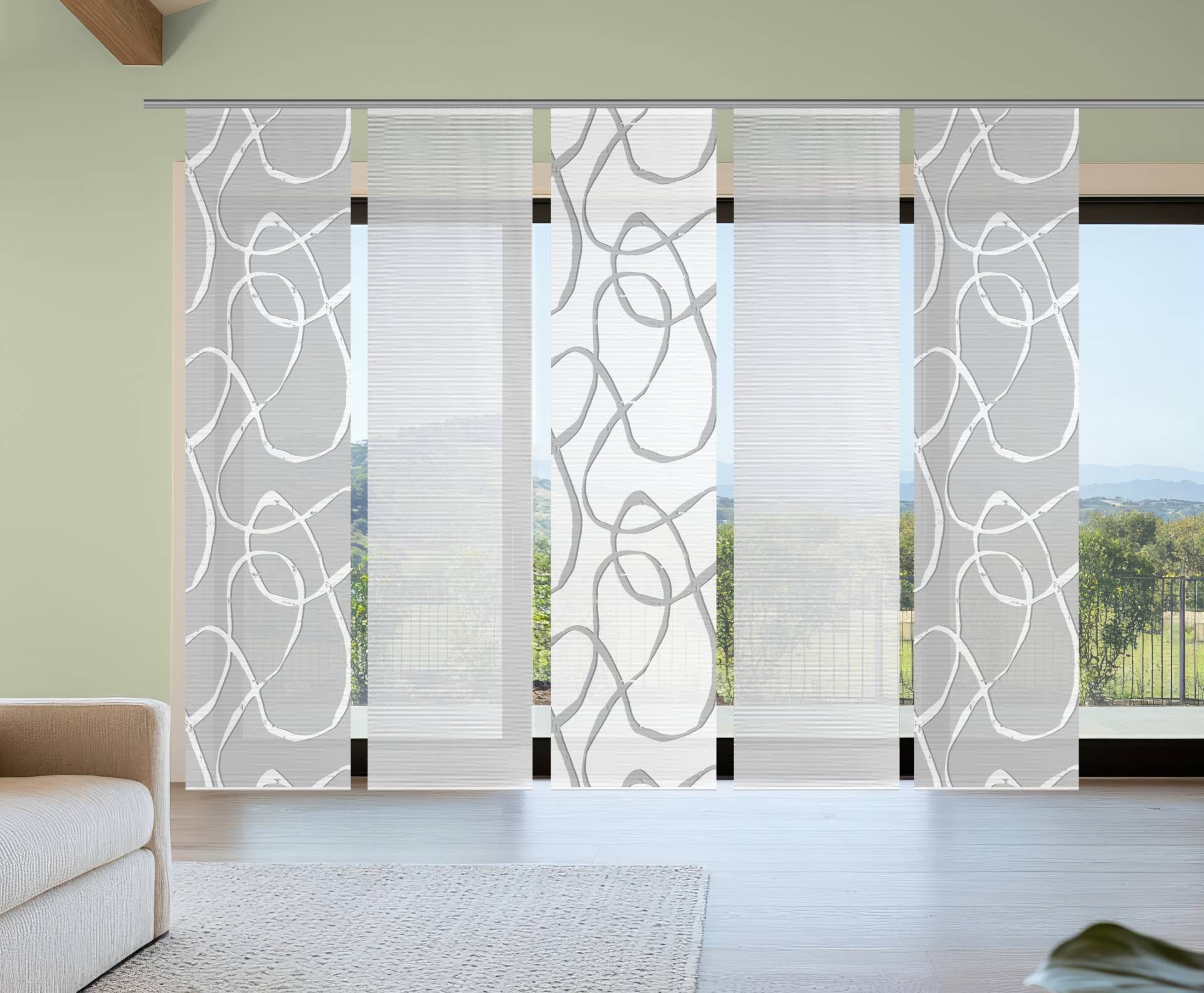 Vision S Schiebegardine "OPHELIA KOMBI" Paneelwagen 5 Stk. tlg. Schiebevorhang,Bambusoptik,Digitaldruck,SET von Vision S