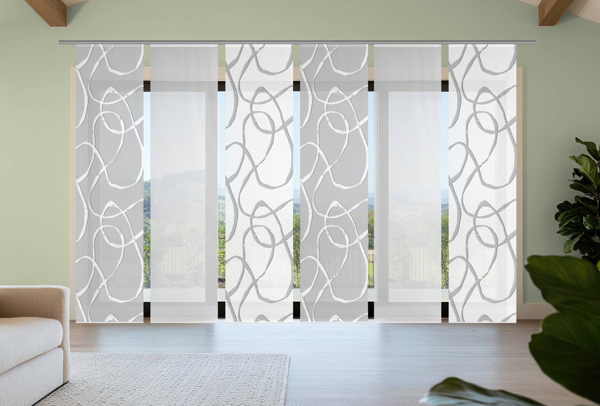 Vision S Schiebegardine "OPHELIA KOMBI" Paneelwagen 6 Stk. tlg. Schiebevorhang,Bambusoptik,Digitaldruck,SET von Vision S