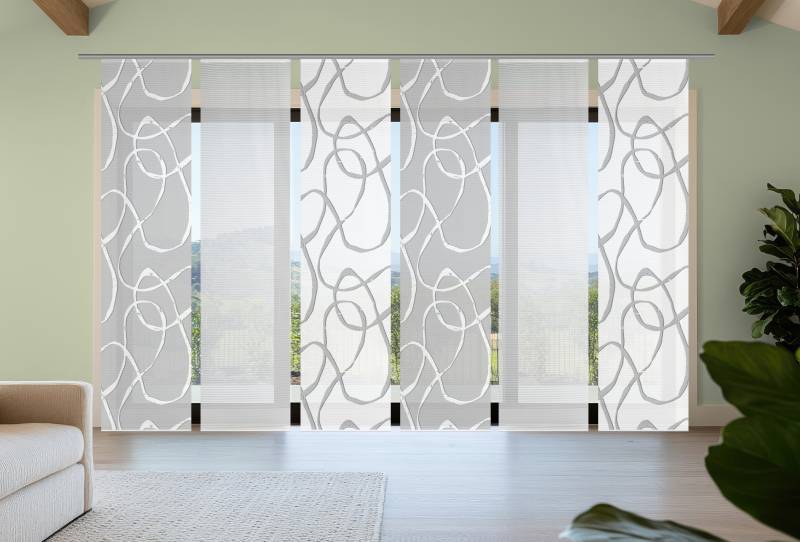 Vision S Schiebegardine "OPHELIA KOMBI" Paneelwagen 6 Stk. tlg. Schiebevorhang,Bambusoptik,Digitaldruck,SET von Vision S