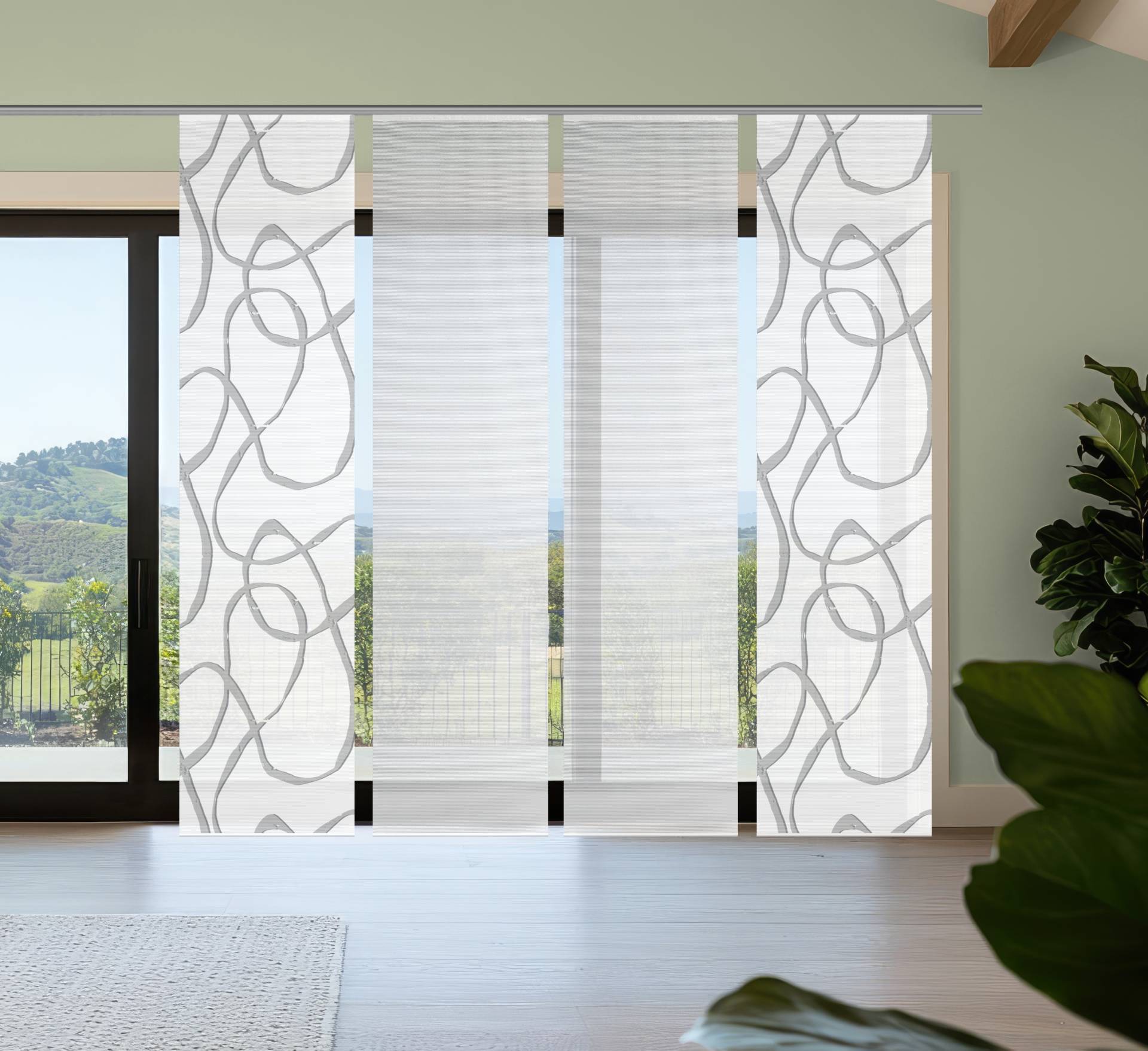 Vision S Schiebegardine "OPHELIA" Paneelwagen 4 Stk. tlg. Schiebevorhang,Bambusoptik,Digitaldruck,SET von Vision S